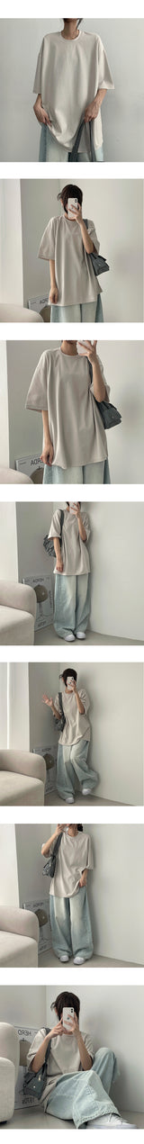 [A breathable fabric!] T-shirt with cool radish overfit short sleeves