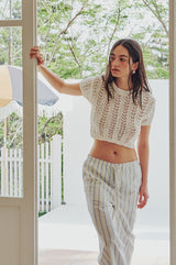 Sheer Crop Knit Top (IVORY)