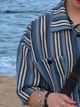 ASCLO Multi Stripe Knitting Short Sleeve Shirt (2color)