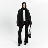 C LINE TRIM FAUX SHEARLING JACKET_BLACK