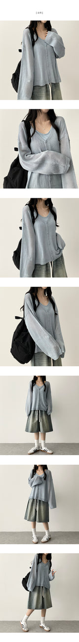 TJ V-Neck Summer Knit Cardigan