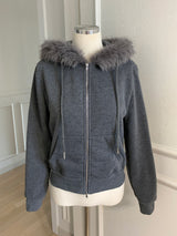 RABBIT FUR ZIP-UP