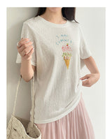 アイスクリームグラフィックライトウェイトサマーTシャツ