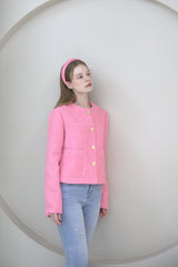 Pink Tweed Button Jacket