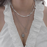 2way Heart lace key&lock necklace