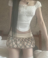 Chechena Beige Check Skirt