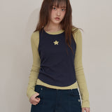 Star Cut Out Top SET Layered T-shirt