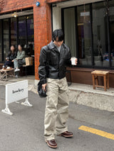 Twill curved wide cargo pants