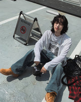 グローイングプリンティングベルベット長袖Tシャツ