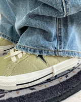 Pet Curved Button Denim Pants
