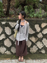 Navel Chiffon Banding Maxi Skirt