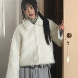 Venett Round Button Fur Short Jacket Coat