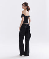BACK NAVI RIBBON DENIM PANTS_TT6S405BK