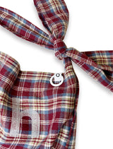 000 Design Check Tie Bag / Burgundy
