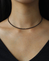 [Silver 925] Black Spinel Gem Necklace (Short ver.)