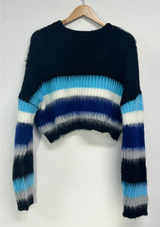 STRIPE CROPPED ANGORA KNIT 🩷🤎🩵🩶2COLOR