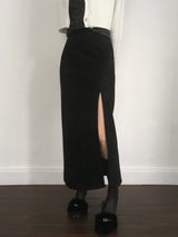 Suede Slit Maxi Skirt