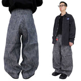 Striped Non-Fade Denim Pants