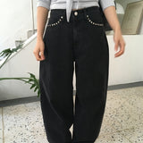 プロジェクトムーンアイレットレタリングバルーンフィットワイドコットンパンツ (1 Color)