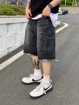 Vintage Washed Cargo Bermuda Denim Pants