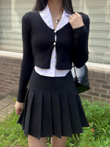 Daisy two button V-neck crop long sleeve cardigan (6 colors)