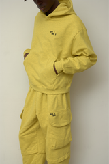 EEERRR Basic logo needlework hoodie (Melange Yellow)