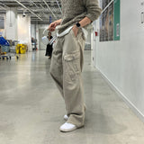 LMN Stone Cargo Slit Wide Pants (3 colors)