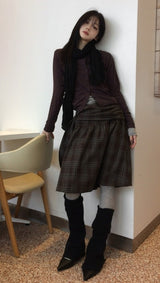 Glen check midi skirt