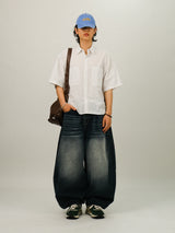PU Stripe Crop Half Shirts