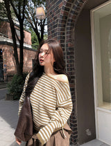 #Lumia Border One Shoulder Loose Knit (4color)