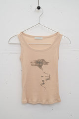 Color Flower Ribbed Sleeveless (Beige)