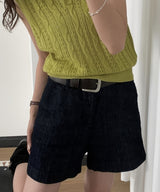 Marlo Linen Raw Denim 3/4-Length Shorts 1 Color