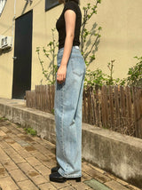ダメージセミワイドフィットデニムパンツ code 18102