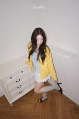 yellow wool lovely long-sleeved cardigan