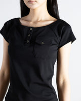 Pocket Henley Neck T-Shirt Black