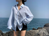 [BELLIDE MADE/Blocked sunlight] フェアリーサーチャーオーバーサイズフィットストライプシャツ