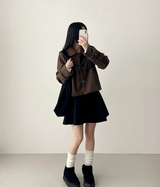 ロートンウールピンタックフレアミニスカート