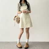 Monthly pocket suspender dress