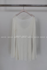damage net see-through long knitwear