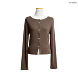 (4color) Flower Button Slim Cardigan