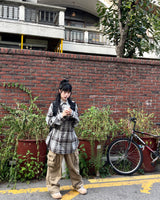 Shooting oversized-fit checkered shirt