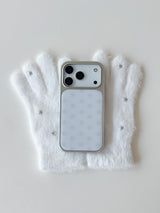 WHITE GREY DOT Silver Epoxy Case