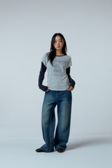 Street league blur artwork double layer long sleeve (Navy)