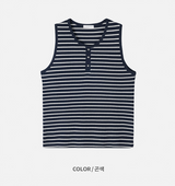 [S/S] Stripe henry neck sleeveless(3color)