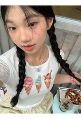 アイスクリームレースレイヤード半袖Tシャツ