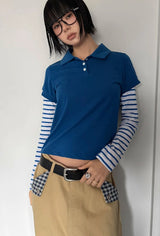 ストライプレイヤードカラーTシャツ