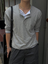 Thorpe layered long-sleeve henley neck