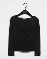 Ssotin Chiffon Shirring Drape T-shirt
