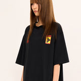 アシンメトリックベルトTシャツ - ブラック