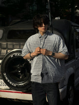 BiBi WASHING CHECKERED HALF-SHIRT